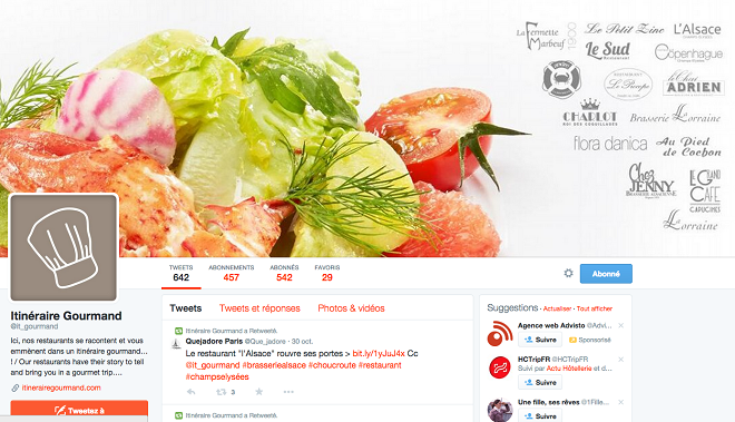 Compte Twitter Itinéraire Gourmand