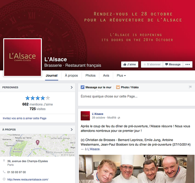 Facebook pour les restaurants