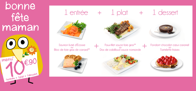 Menu fête des mères chez Flunch