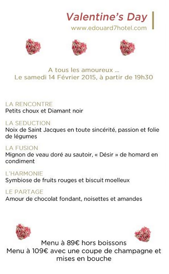 Saint Valentin Marketing Restaurant Menu Romantique St Valentin Edouard7 Restoconnection